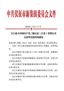 中共仪征市新集镇委员会重要决策：三维认证（江苏）有限公司党支部成立